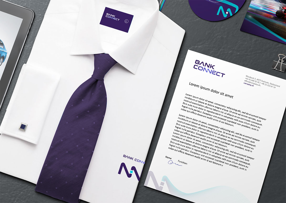 bank connect stationary branding