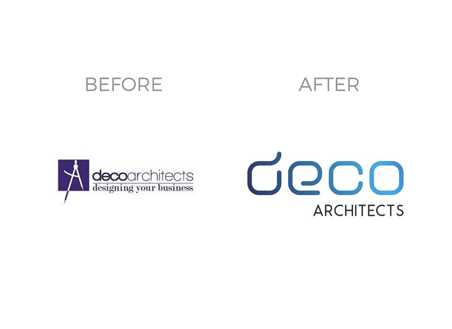 deco architects rebranding logo before and after
